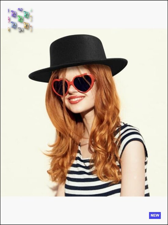 Classic Fedora Hat + Heart Sunglasses Costume Outfit Set main image 6